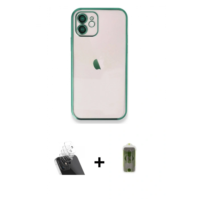 MARSİLYAN™- iPhone 11 Kılıf Vadi Minimal - Siyah Joko Magic 5D Hayalet Cam + Kamera Lens Koruma Cam - SF