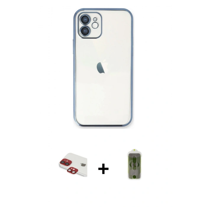 MARSİLYAN™- iPhone 11 Kılıf Vadi Minimal - Siyah Joko Magic 5D Hayalet Cam + Pers Alüminyum Kamera Lens - KI