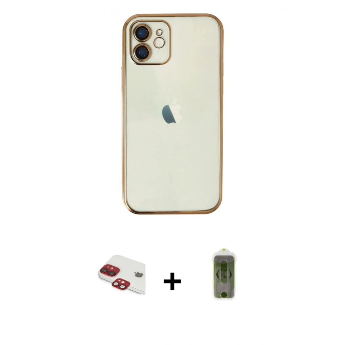 MARSİLYAN™- iPhone 11 Kılıf Vadi Minimal - Siyah Joko Magic 5D Hayalet Cam + Pers Alüminyum Kamera Lens - KI