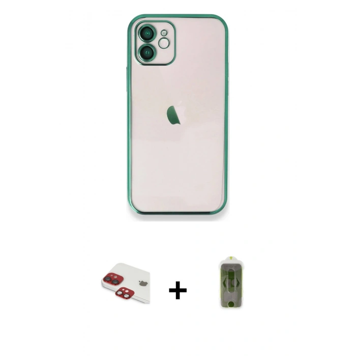MARSİLYAN™- iPhone 11 Kılıf Vadi Minimal - Siyah Joko Magic 5D Hayalet Cam + Pers Alüminyum Kamera Lens - KI