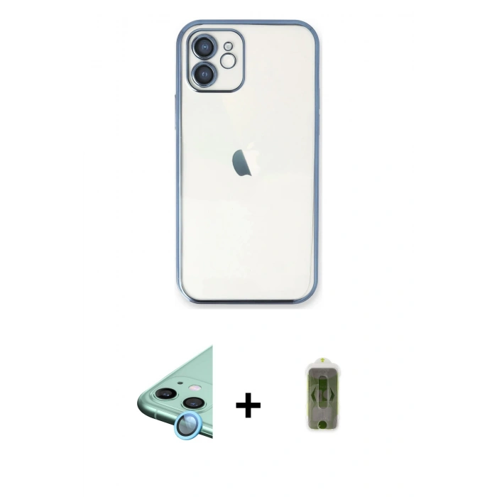 MARSİLYAN™- iPhone 11 Kılıf Vadi Minimal - Siyah Joko Magic 5D Hayalet Cam + Raze Metal Kamera Lens - MI