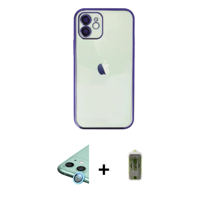 MARSİLYAN™- iPhone 11 Kılıf Vadi Minimal - Siyah Joko Magic 5D Hayalet Cam + Raze Metal Kamera Lens - MI