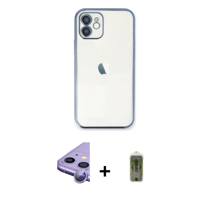 MARSİLYAN™- iPhone 11 Kılıf Vadi Minimal - Siyah Joko Magic 5D Hayalet Cam + Raze Metal Kamera Lens - MR