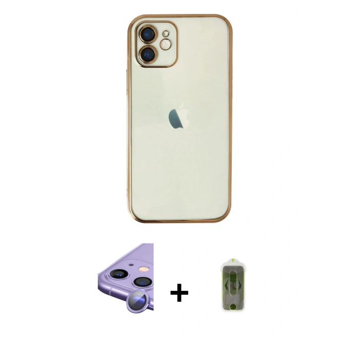 MARSİLYAN™- iPhone 11 Kılıf Vadi Minimal - Siyah Joko Magic 5D Hayalet Cam + Raze Metal Kamera Lens - MR