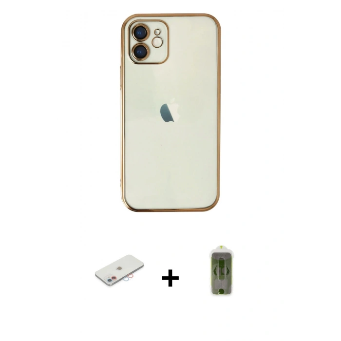 MARSİLYAN™- iPhone 11 Kılıf Vadi Minimal - Siyah Joko Magic 5D Hayalet Cam + Renkli Kamera Lens Koruma Cam - PE