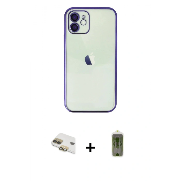 MARSİLYAN™- iPhone 11 Kılıf Vadi Minimal - Siyah Joko Magic 5D Hayalet Cam + Pers Alüminyum Kamera Lens - GD