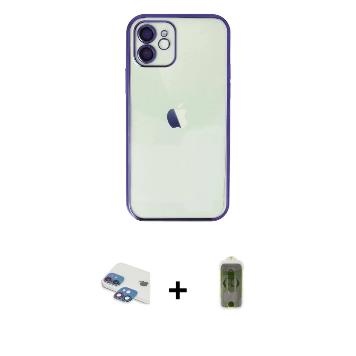 MARSİLYAN™- iPhone 11 Kılıf Vadi Minimal - Siyah Joko Magic 5D Hayalet Cam + Pers Alüminyum Kamera Lens - GI