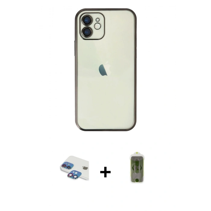 MARSİLYAN™- iPhone 11 Kılıf Vadi Minimal - Siyah Joko Magic 5D Hayalet Cam + Pers Alüminyum Kamera Lens - GI