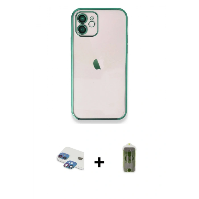MARSİLYAN™- iPhone 11 Kılıf Vadi Minimal - Siyah Joko Magic 5D Hayalet Cam + Pers Alüminyum Kamera Lens - GI