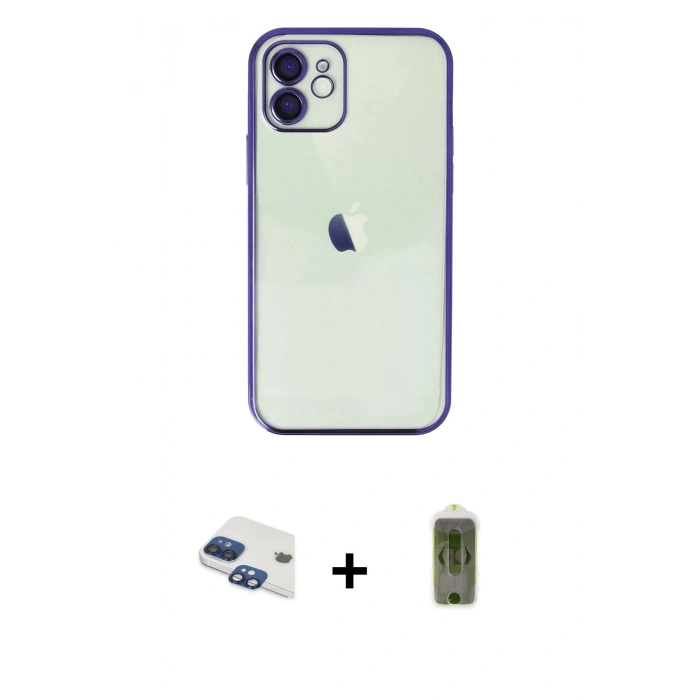 MARSİLYAN™- iPhone 11 Kılıf Vadi Minimal - Siyah Joko Magic 5D Hayalet Cam + Pers Alüminyum Kamera Lens - LT