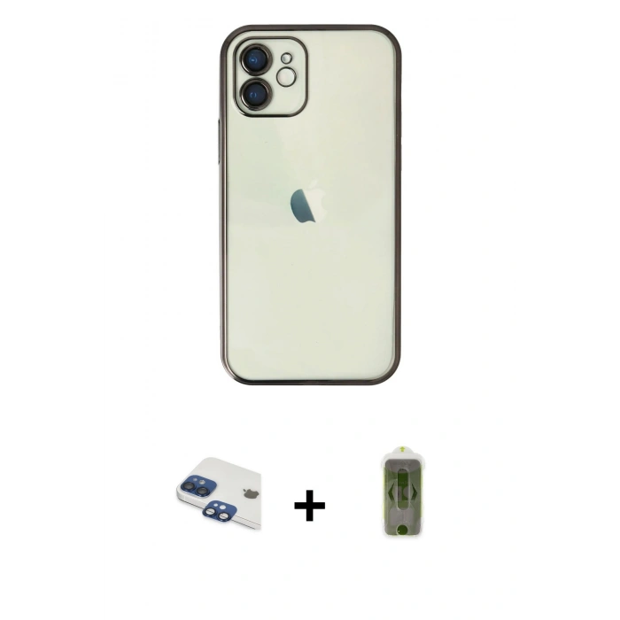 MARSİLYAN™- iPhone 11 Kılıf Vadi Minimal - Siyah Joko Magic 5D Hayalet Cam + Pers Alüminyum Kamera Lens - LT