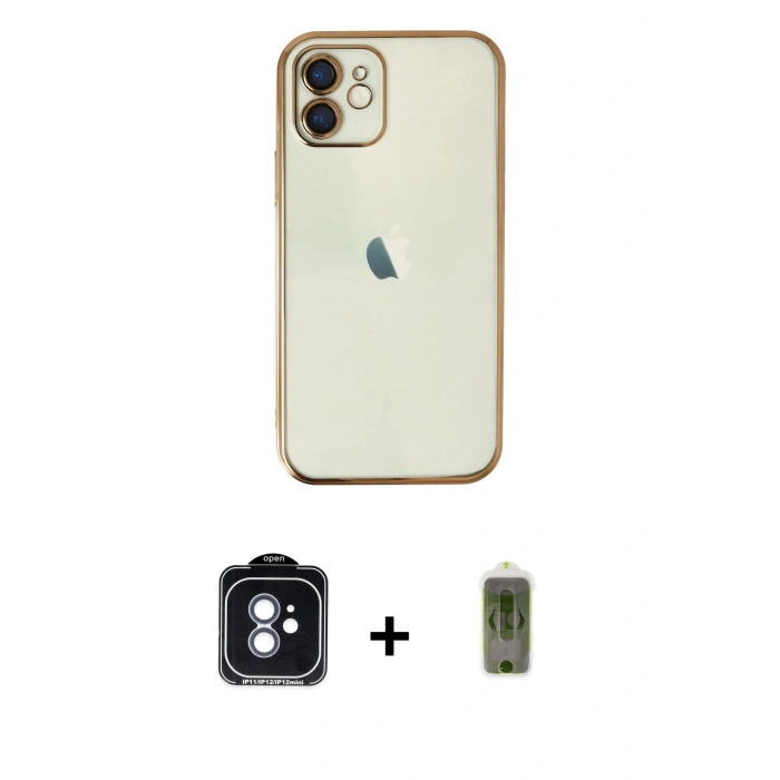 MARSİLYAN™- iPhone 11 Kılıf Vadi Minimal - Siyah Joko Magic 5D Hayalet Cam + PVD Metal Kamera Lens - MI