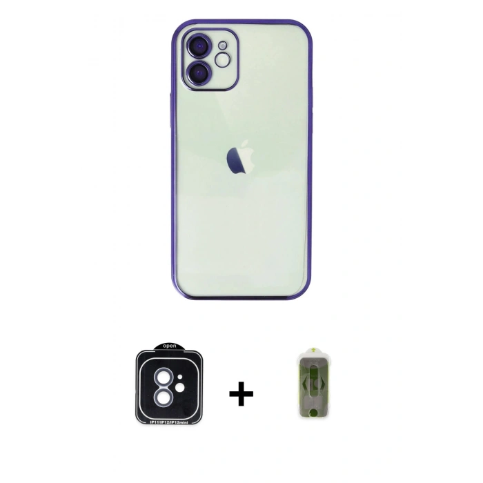 MARSİLYAN™- iPhone 11 Kılıf Vadi Minimal - Siyah Joko Magic 5D Hayalet Cam + PVD Metal Kamera Lens - MI