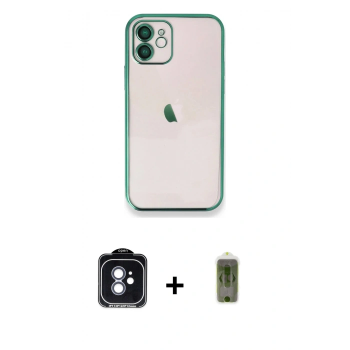 MARSİLYAN™- iPhone 11 Kılıf Vadi Minimal - Siyah Joko Magic 5D Hayalet Cam + PVD Metal Kamera Lens - MI