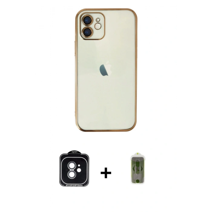 MARSİLYAN™- iPhone 11 Kılıf Vadi Minimal - Siyah Joko Magic 5D Hayalet Cam + PVD Metal Kamera Lens - YL
