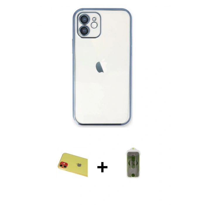 MARSİLYAN™- iPhone 11 Kılıf Vadi Minimal - Siyah Joko Magic 5D Hayalet Cam + Rainbow Kamera Lens Koruma Cam - KI