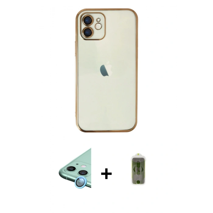 MARSİLYAN™- iPhone 11 Kılıf Vadi Minimal - Siyah Joko Magic 5D Hayalet Cam + Raze Metal Kamera Lens - MI