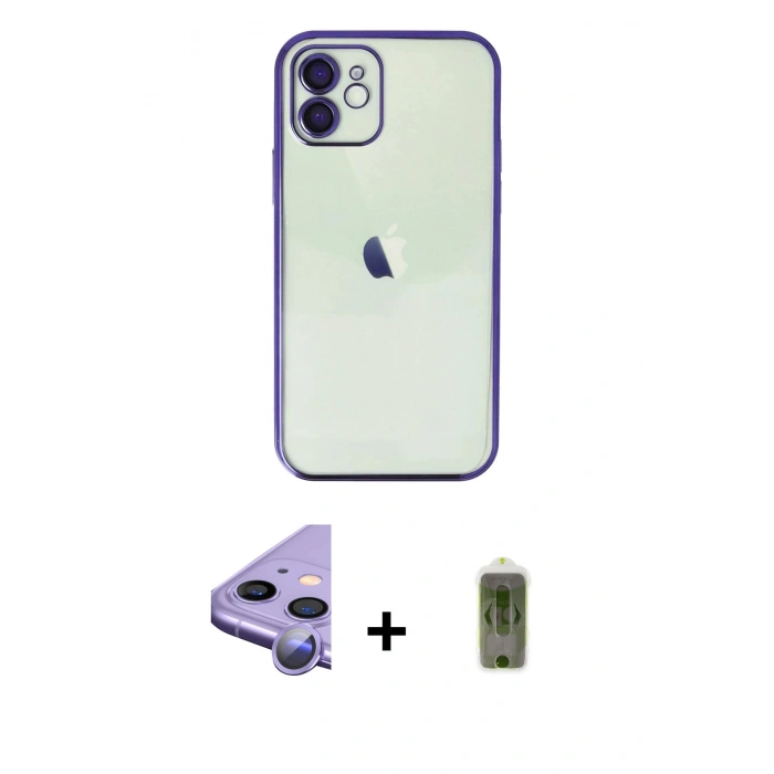 MARSİLYAN™- iPhone 11 Kılıf Vadi Minimal - Siyah Joko Magic 5D Hayalet Cam + Raze Metal Kamera Lens - MR