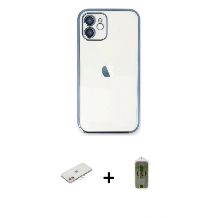 MARSİLYAN™- iPhone 11 Kılıf Vadi Minimal - Siyah Joko Magic 5D Hayalet Cam + Renkli Kamera Lens Koruma Cam - PE