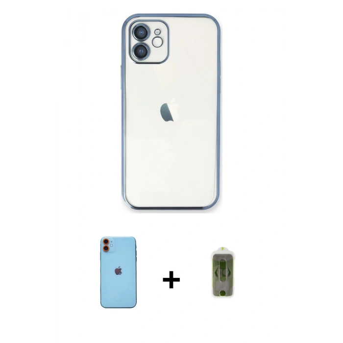 MARSİLYAN™- iPhone 11 Kılıf Vadi Minimal - Siyah Joko Magic 5D Hayalet Cam + Neon Fosforlu Kamera Lens - TU