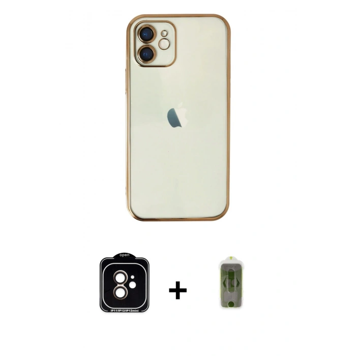 MARSİLYAN™- iPhone 11 Kılıf Vadi Minimal - Siyah Joko Magic 5D Hayalet Cam + PVD Metal Kamera Lens - TU