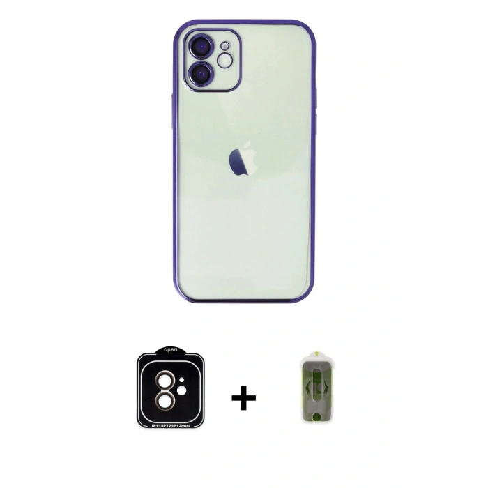 MARSİLYAN™- iPhone 11 Kılıf Vadi Minimal - Siyah Joko Magic 5D Hayalet Cam + PVD Metal Kamera Lens - TU