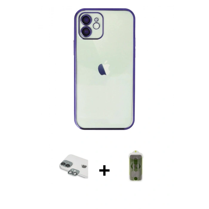MARSİLYAN™- iPhone 11 Kılıf Vadi Minimal - Siyah Joko Magic 5D Hayalet Cam + Pers Alüminyum Kamera Lens - YL