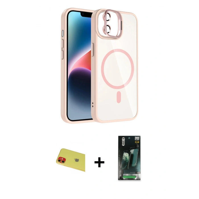 MARSİLYAN™- iPhone 11 Kılıf Yadigar Asil Koleksiyonu - Şeffaf 360 Full Body Arka Koruyucu + Rainbow Kamera Lens Koruma Cam - KI