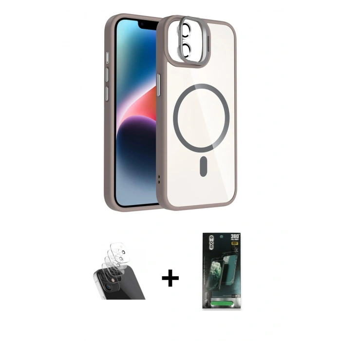 MARSİLYAN™- iPhone 11 Kılıf Yadigar Asil Koleksiyonu - Şeffaf 360 Full Body Arka Koruyucu + Kamera Lens Koruma Cam - SF