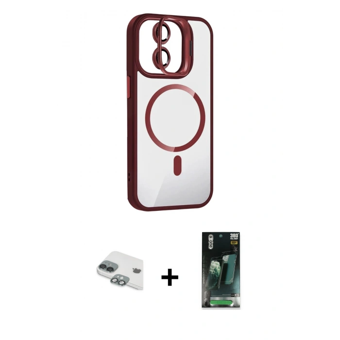 MARSİLYAN™- iPhone 11 Kılıf Yadigar Asil Koleksiyonu - Şeffaf 360 Full Body Arka Koruyucu + Pers Alüminyum Kamera Lens - YL