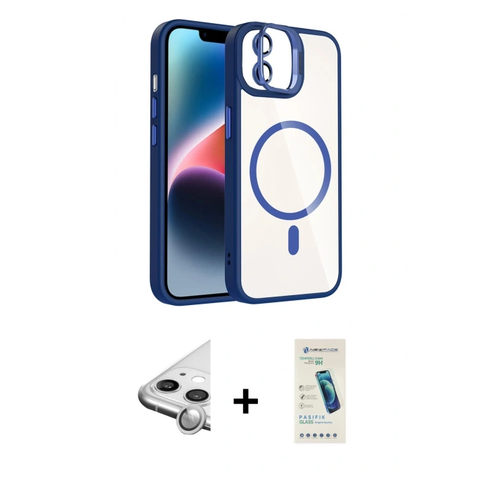 MARSİLYAN™- iPhone 11 Kılıf Yadigar Asil Koleksiyonu - Şeffaf Pasifik Cam Ekran Koruyucu + Raze Metal Kamera Lens - GS