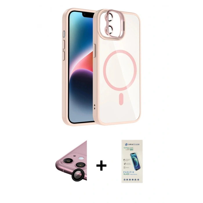 MARSİLYAN™- iPhone 11 Kılıf Yadigar Asil Koleksiyonu - Şeffaf Pasifik Cam Ekran Koruyucu + Raze Metal Kamera Lens - SH