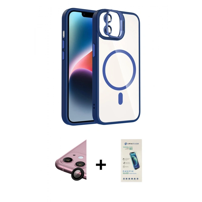 MARSİLYAN™- iPhone 11 Kılıf Yadigar Asil Koleksiyonu - Şeffaf Pasifik Cam Ekran Koruyucu + Raze Metal Kamera Lens - SH