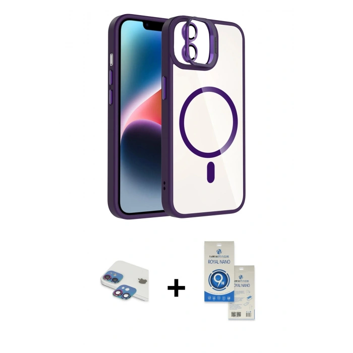 MARSİLYAN™- iPhone 11 Kılıf Yadigar Asil Koleksiyonu - Şeffaf Royal Nano Ekran Koruyucu + Pers Alüminyum Kamera Lens - GI