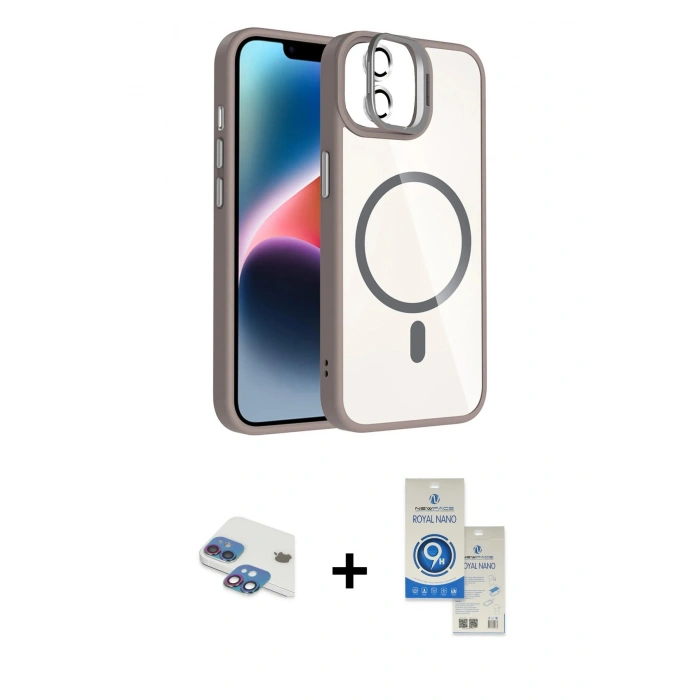 MARSİLYAN™- iPhone 11 Kılıf Yadigar Asil Koleksiyonu - Şeffaf Royal Nano Ekran Koruyucu + Pers Alüminyum Kamera Lens - GI