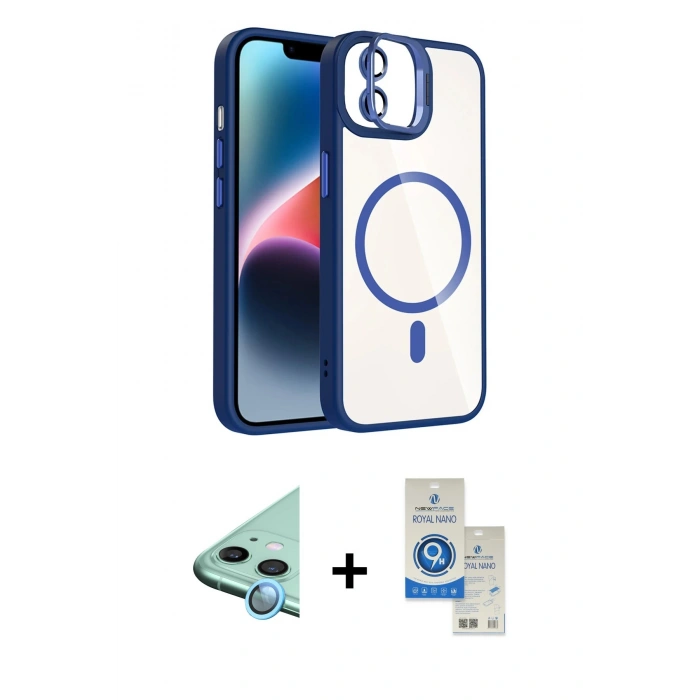 MARSİLYAN™- iPhone 11 Kılıf Yadigar Asil Koleksiyonu - Şeffaf Royal Nano Ekran Koruyucu + Raze Metal Kamera Lens - MI