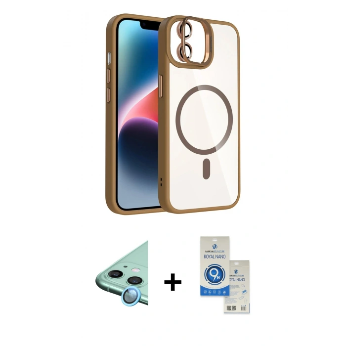MARSİLYAN™- iPhone 11 Kılıf Yadigar Asil Koleksiyonu - Şeffaf Royal Nano Ekran Koruyucu + Raze Metal Kamera Lens - MI
