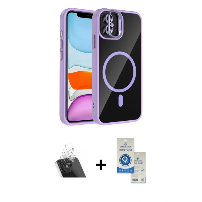 MARSİLYAN™- iPhone 11 Kılıf Yadigar Asil Koleksiyonu - Şeffaf Royal Nano Ekran Koruyucu + Kamera Lens Koruma Cam - SF