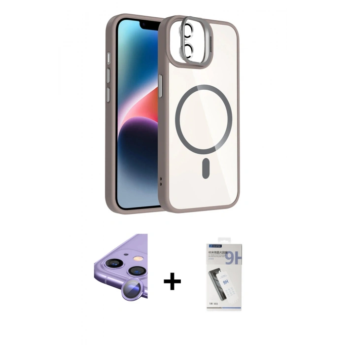 MARSİLYAN™- iPhone 11 Kılıf Yadigar Asil Koleksiyonu - Şeffaf Uv Polymer Nano Ekran Koruyucu + Raze Metal Kamera Lens - MR