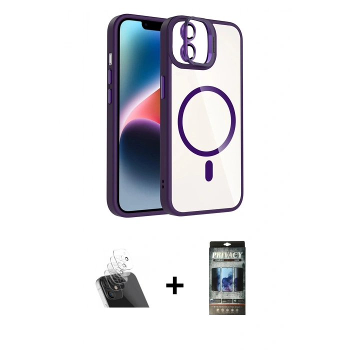MARSİLYAN™- iPhone 11 Kılıf Yadigar Asil Koleksiyonu - Siyah 34D Hayalet Izgaralı Cam + Kamera Lens Koruma Cam - SF