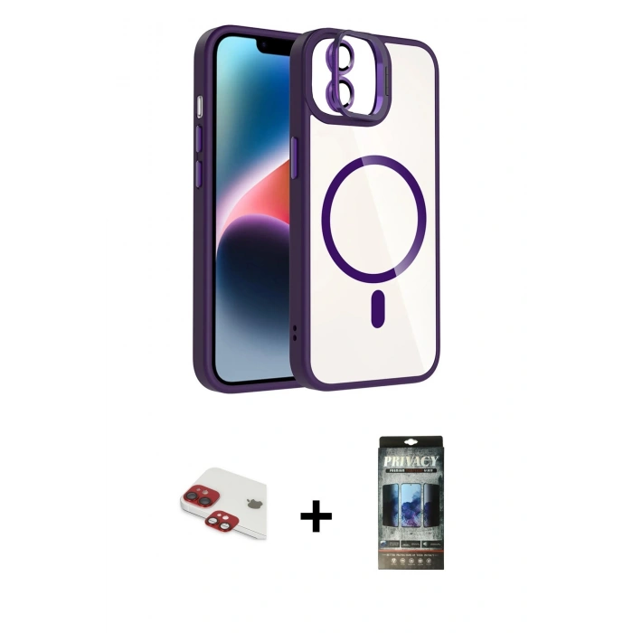 MARSİLYAN™- iPhone 11 Kılıf Yadigar Asil Koleksiyonu - Siyah 34D Hayalet Izgaralı Cam + Pers Alüminyum Kamera Lens - KI