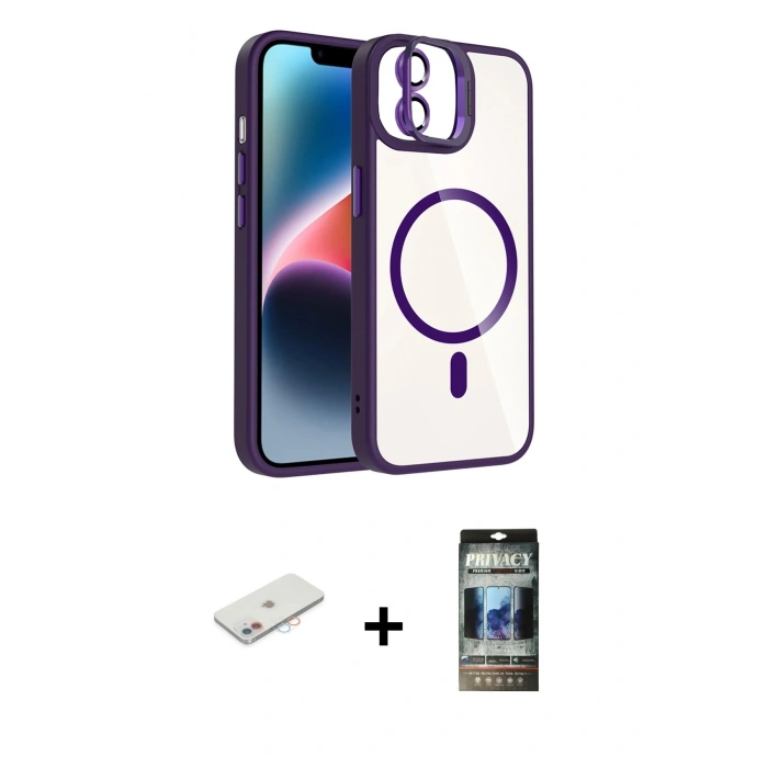 MARSİLYAN™- iPhone 11 Kılıf Yadigar Asil Koleksiyonu - Siyah 34D Hayalet Izgaralı Cam + Renkli Kamera Lens Koruma Cam - PE