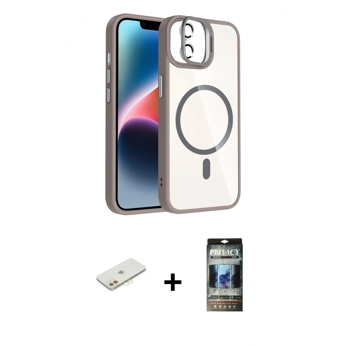 MARSİLYAN™- iPhone 11 Kılıf Yadigar Asil Koleksiyonu - Siyah 34D Hayalet Izgaralı Cam + Renkli Kamera Lens Koruma Cam - TU