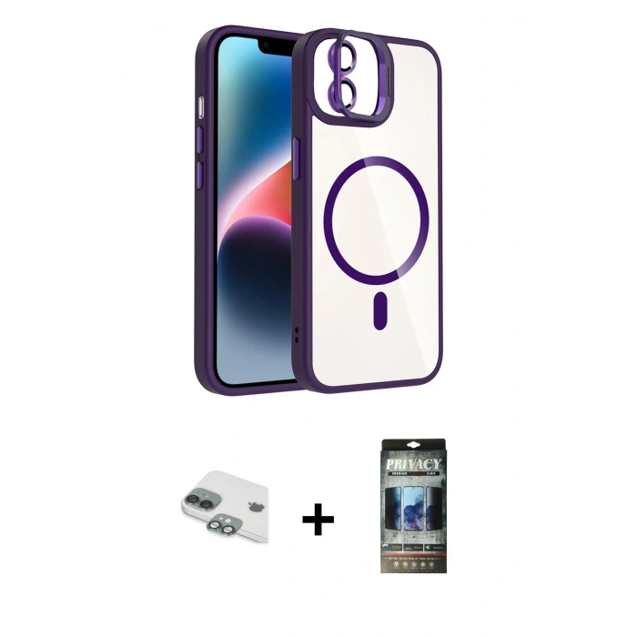 MARSİLYAN™- iPhone 11 Kılıf Yadigar Asil Koleksiyonu - Siyah 34D Hayalet Izgaralı Cam + Pers Alüminyum Kamera Lens - YL