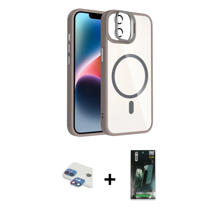 MARSİLYAN™- iPhone 11 Kılıf Yadigar Asil Koleksiyonu - Siyah 360 Mat Full Body Arka Koruyucu + Pers Alüminyum Kamera Lens - GI