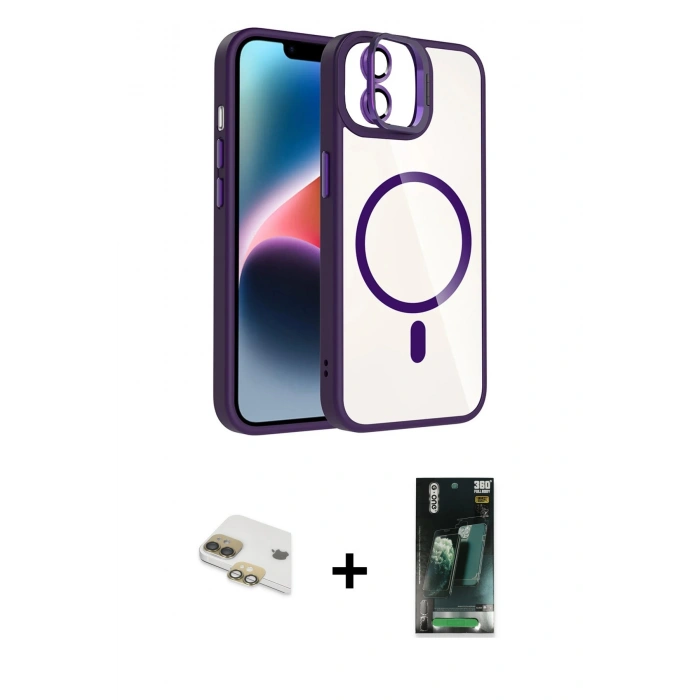 MARSİLYAN™- iPhone 11 Kılıf Yadigar Asil Koleksiyonu - Siyah 360 Mat Full Body Arka Koruyucu + Pers Alüminyum Kamera Lens - GD