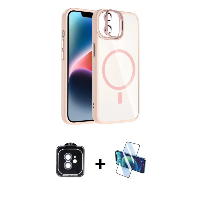 MARSİLYAN™- iPhone 11 Kılıf Yadigar Asil Koleksiyonu - Siyah 3D Antistatik Cam Ekran Koruyucu + PVD Metal Kamera Lens - MI