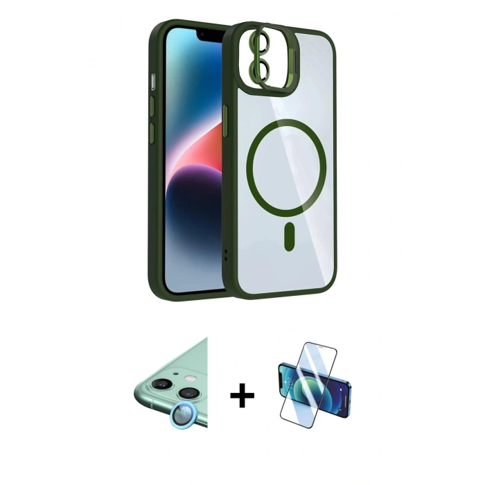 MARSİLYAN™- iPhone 11 Kılıf Yadigar Asil Koleksiyonu - Siyah 3D Antistatik Cam Ekran Koruyucu + Raze Metal Kamera Lens - MI
