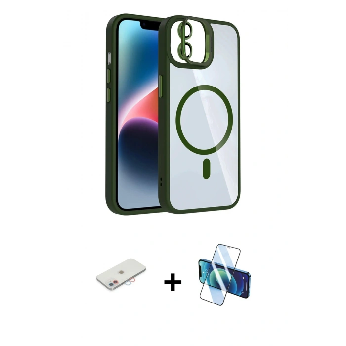 MARSİLYAN™- iPhone 11 Kılıf Yadigar Asil Koleksiyonu - Siyah 3D Antistatik Cam Ekran Koruyucu + Renkli Kamera Lens Koruma Cam - PE