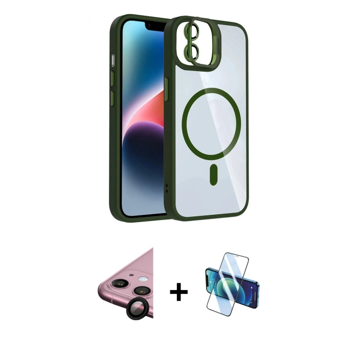 MARSİLYAN™- iPhone 11 Kılıf Yadigar Asil Koleksiyonu - Siyah 3D Antistatik Cam Ekran Koruyucu + Raze Metal Kamera Lens - SH